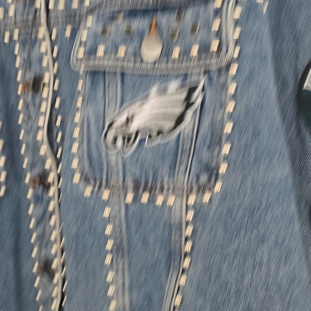 200$ G-III by Carl Banks Women's Philadelphia Eagles Studded Button Jacket Sz. L - Picture 5 of 15